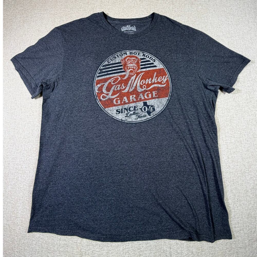 Gas Monkey Garage Men XL Gray Short Sleeve Graphic Crew Neck T-Shirt Casual
